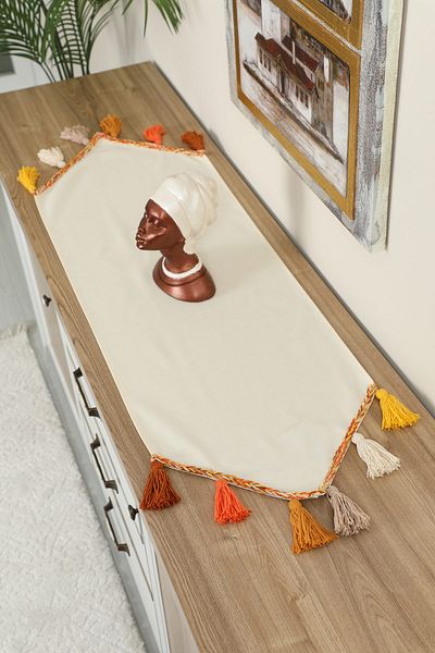 Aisha's Design عداء ملون مزين بشراشيب - 120 × 40 مم، موديل R-48O