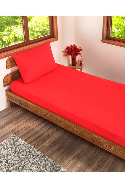 ENESSA Single Fitted Sheet Set Red 100X200 cm