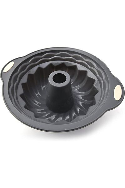 ORCHID ILB Round Silicone Metal Bundt Cake Pan, Non-Stick Baking Mold with Reinforced Steel Frame