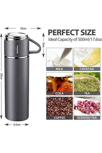 AWH Stainless Steel Thermos Flask - Leak-Proof, Insulated Bottle for Hot & Cold Drinks