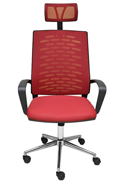 obc ofis büro concept Nadya Kırmızı Fileli Krom Yönetici Ofis Büro Bilgisayar...
