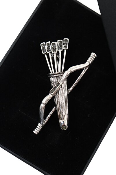 KEEBA Kararlılığın ışıltılı simgesi gümüş kristal taşlı yay ok broş erkek kad...