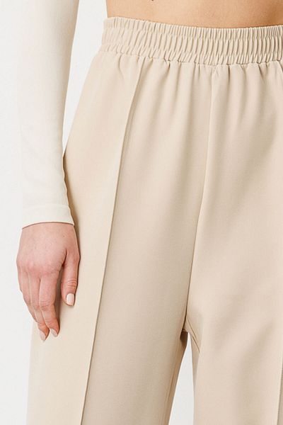 Hooopstore Stone Colored Ribbed Crepe Trousers