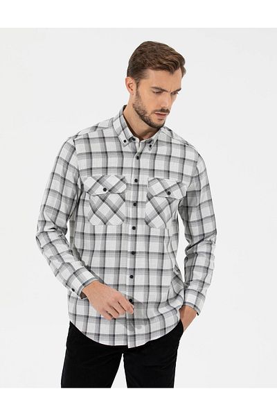 Pierre Cardin Γκρι Comfort Fit μακρυμάνικο πουκάμισο VR024