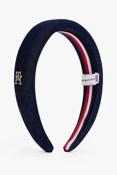 Tommy Hilfiger عصابة رأس نسائية أنيقة من الدنيم بحروف Th