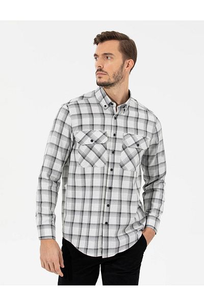 Pierre Cardin Γκρι Comfort Fit μακρυμάνικο πουκάμισο VR024