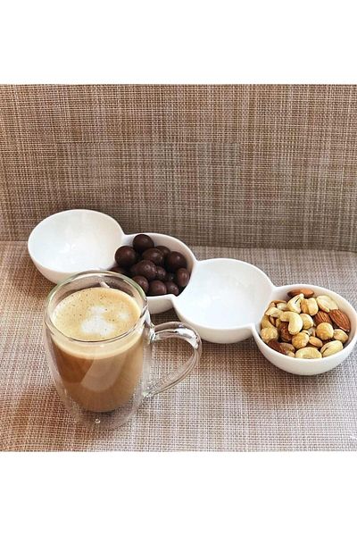 mastergold Melamine Divided Serving Plate Multi Use for Nuts, Desserts and Sauces White, Shatterproof