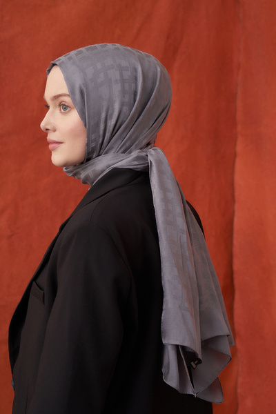 ARMANDA Smoked Italian Jacquard Block Pattern Shawl