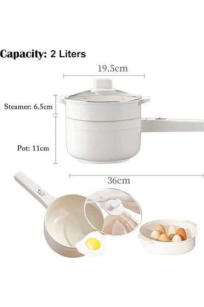 fulina 2L Electric Hot Pot,with Steamer & Temperature Control,Non-Stick Electric Cooker,700W