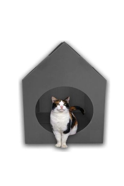 ALERUM Gri Kedi Köpek Evi Kulübesi Yuvası Plastik Demonte Taşınabilir
