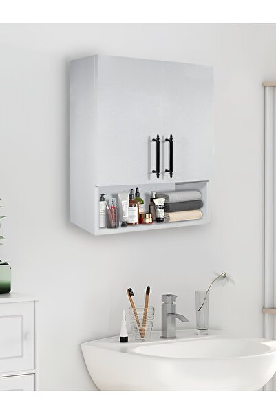 Genel Markalar 2 Kapaklı Banyo Dolabı, Çok Amaçlı Dolap, Banyo Ecza Dolabı ,Beyaz, AsudeHome