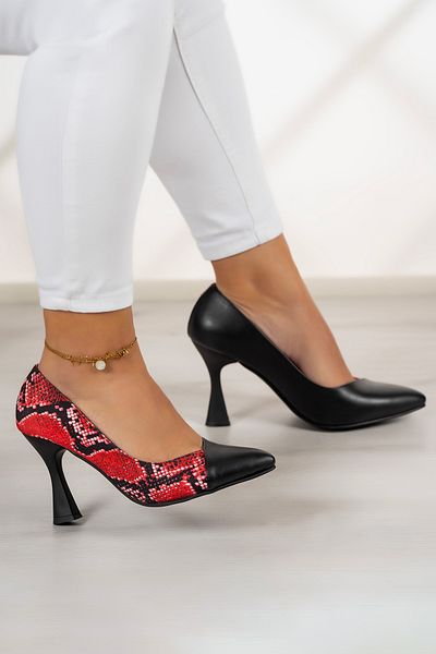 Erkan Saçmacı Jatqılı Plus Red Snake Goblet Heeled Shoes