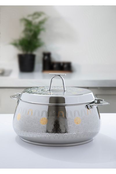ALSAIF Myrna Stainless-steel Hotpot With Two Handles ,colour: Gold, Size:5000 ml