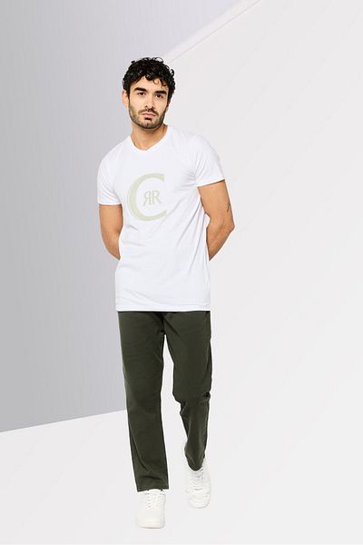 Cerruti 1881 Men Crew Neck Short Sleeves Brand Logo T-Shirt, White
