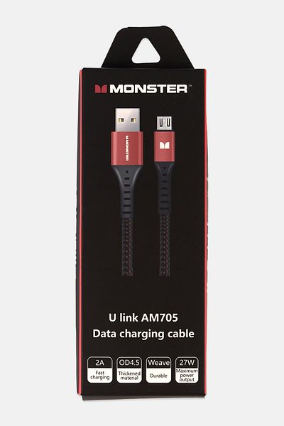 MONSTER U Link Am705 Data Charging Cable, Black
