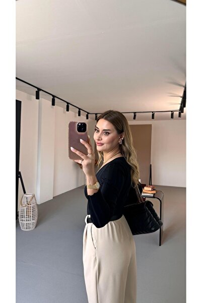 Sezgi Tekin Πλισέ παντελόνι από κρεπ με ελαστική μέση