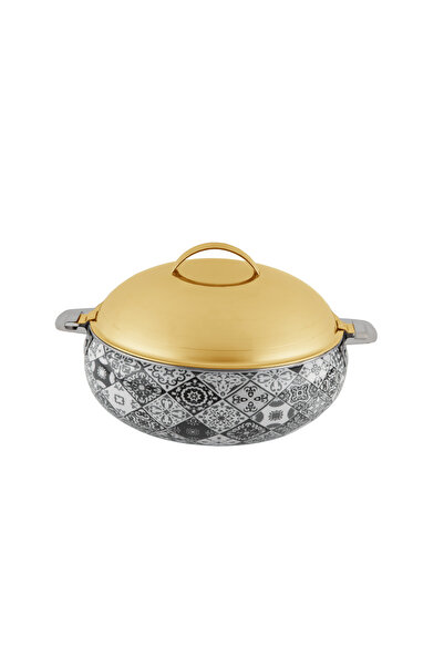 ALSAIF وعاء ساخن لافيرا من الفولاذ المقاوم للصدأ بمقبضين، اللون: ذهبي، الحجم: 2.5 لتر