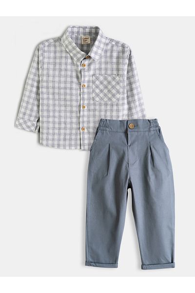 Cotton Trips Cotton Plaid Shirt Bob Gabardine Pants Suit 2-8 Years