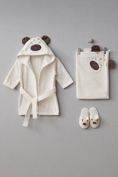 Bebitof Cute Cow Patterned Boxed Baby Bathrobe Set