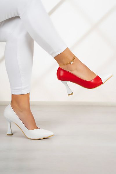 Erkan Saçmacı Jatqılı Plus Red White Goblet Heeled Shoes