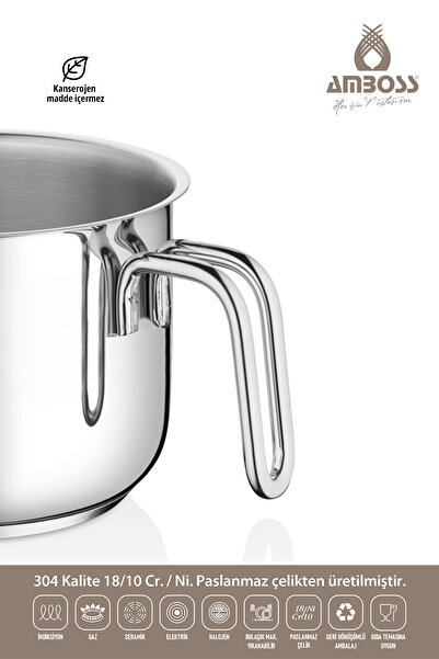Amboss Saphire Indüksiyon Uyumlu Paslanmaz Çelik Sütlük Sosluk 14 Cm