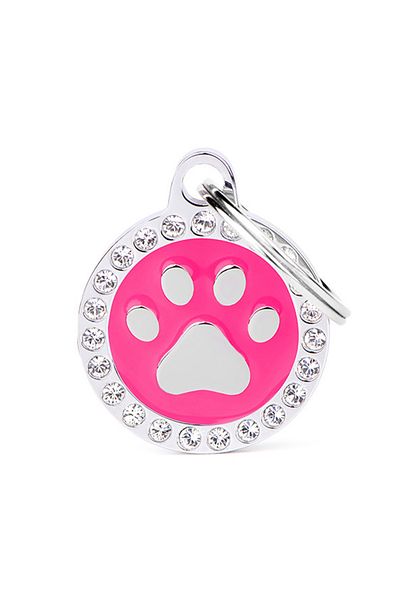 My Family Myfamily Glam Paw With Rhinestones Pet Id Tag - Fuchsia Pack Of 8