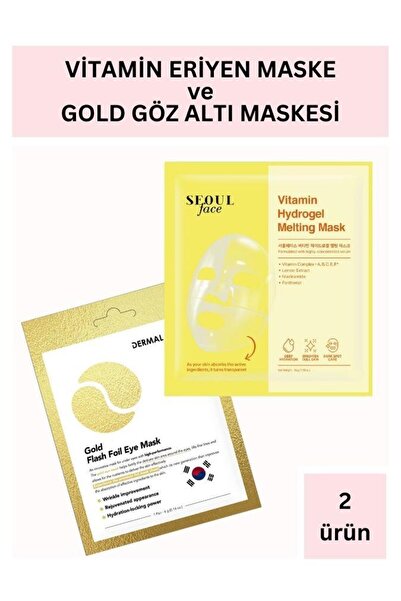 Dermal Vitamin Hydrojel Şeffaflaşan Eriyen Maske 34g ve Gold Göz Maskesi Set