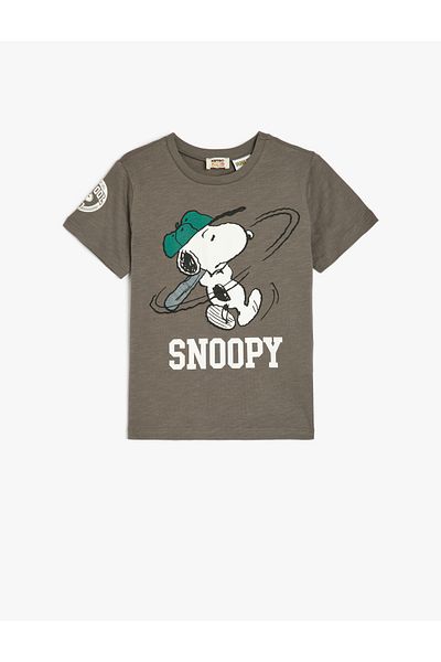Koton Cotton Licensed Snoopy Printed Crew Neck Short Sleeve T-Shirt