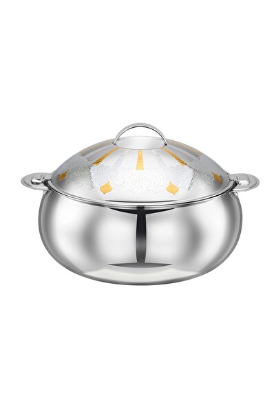ALSAIF Inner Stainless Steel Casserole, Insulated Hot Pot, Keep Food Hot & Fresh, 2.5 Liter, Silver/gold