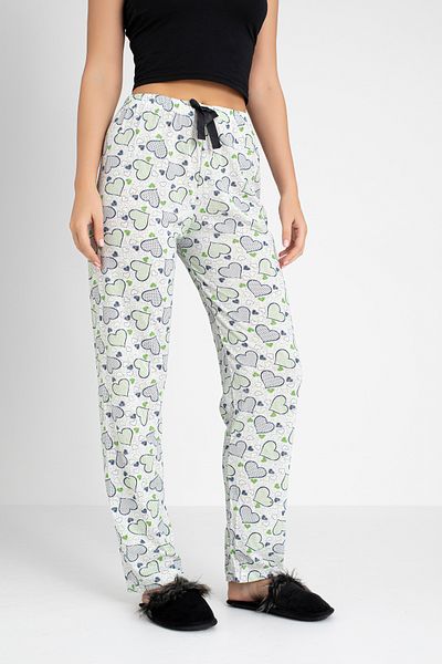 DONEX Cotton Thin Breathable Fabric Ribbon Waist Detail Printed Women's Sleepwear Bottoms Without Pockets