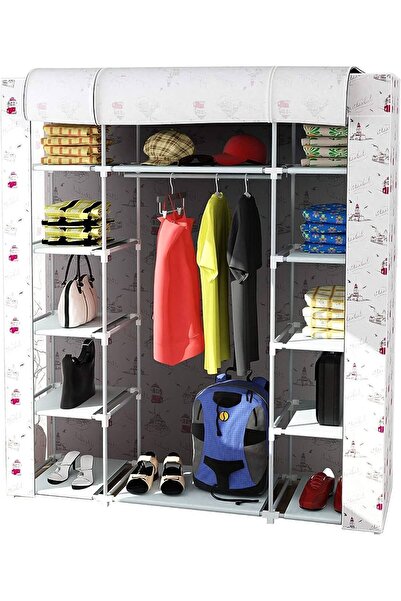 BurakBezDolap Çift Yandan Raflı Plastik Profilli Tema İstanbul Bez Dolap Gardrop