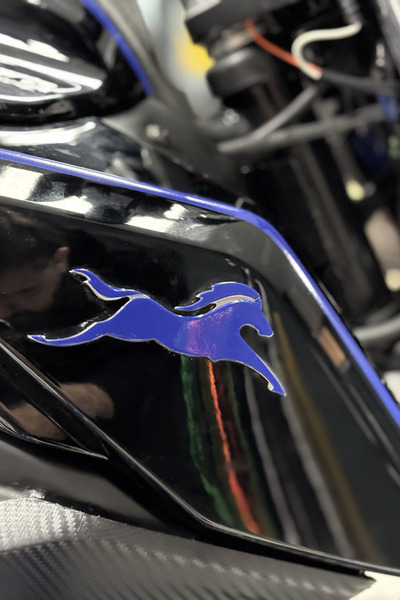 Banxtre ملصق حصان أزرق داكن متوافق مع راديير TVS وApache - قطعتين