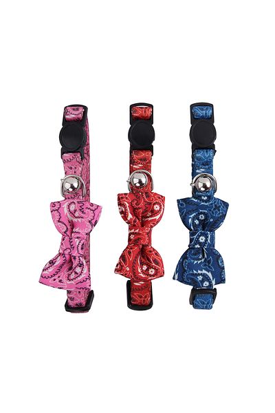 Pawise Cat Collar With Bowknot Blue Pack Of 12