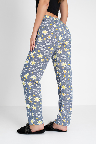 DONEX Cotton Thin Breathable Fabric Ribbon Waist Detail Printed Women's Sleepwear Bottoms Without Pockets