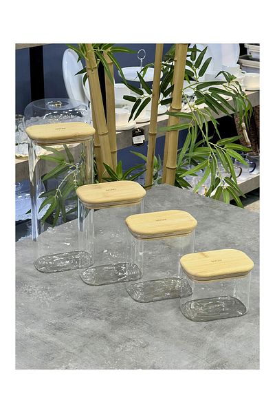 ACAR Malib Series Luxury 4 Piece Borosilicate Glass Square Jar Set