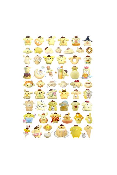 Ororabutik Σετ αυτοκόλλητων Hello Kitty 56 τμχ - Αυτοκόλλητα Pompompurin Kawaii Scrapbook Bullet Journal