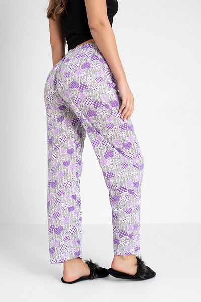 DONEX Cotton Thin Breathable Fabric Ribbon Waist Detail Printed Women's Sleepwear Bottoms Without Pockets