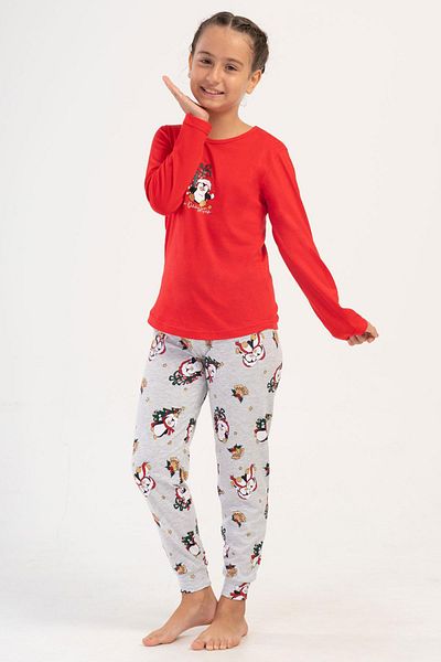 VİENETTA Costum de pijama roșu cu mânecă lungă pentru fete C0T3N3O504