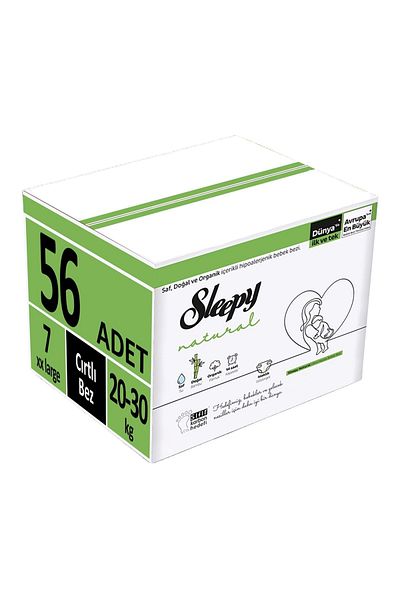 Sleepy Natural Size Baby Diapers - 7 (20-30kg) Xx Large, 56 Pieces (2Pk*28)