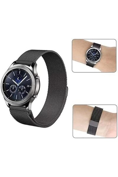 onlinekordon 22mm Steel Mesh Braided Black Watch Band - Magnet Lock