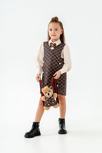 mislina kids Girl's Teddy Bear Bag Gilet Combination