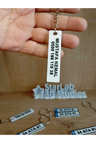 starlab3dstudios Özel Tasarım İsimli, Telefon Numaralı, Plakalı Anahtarlık
