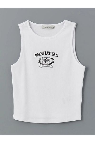 LC Waikiki XSIDE ACTIVE Tricou sport pentru femei, cu decolteu alb, brodat