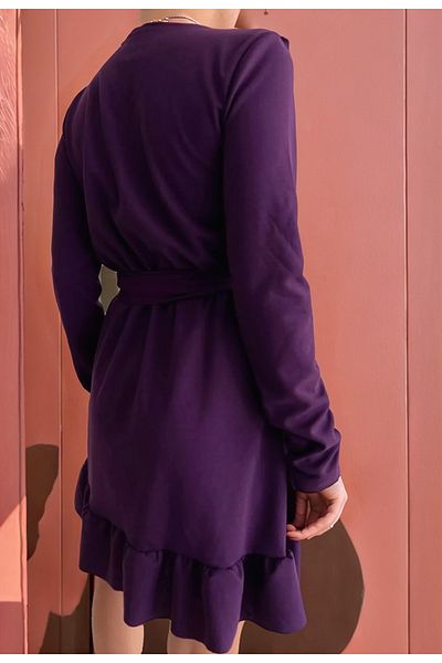 Trendusfashion Long Sleeve Flounce Detail Double Breasted Belted Mini Dress - for Casual and Stylish Combinations