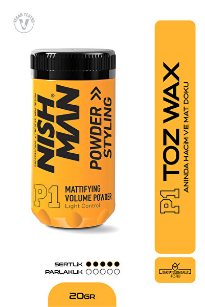 NISHMAN P1 Toz Saç Şekillendirici Wax – Anında Hacim Ve Mat Görünüm – Hafif Kontrol – 20gr