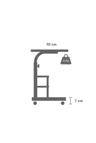 servetavcı Yükseklik Ayarlı ve Çift Raflı Laptop Sehpası ve Çalışma Masası - Atlantik Çam Beyaz (Tekerli) 70x40