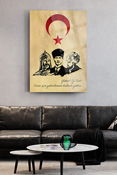 SRD Concept Alparslan Atatürk Fatih Sultan Mehmet Cam Tablo-Ayyıldız Tablo-Türk Bayrağı Tablo
