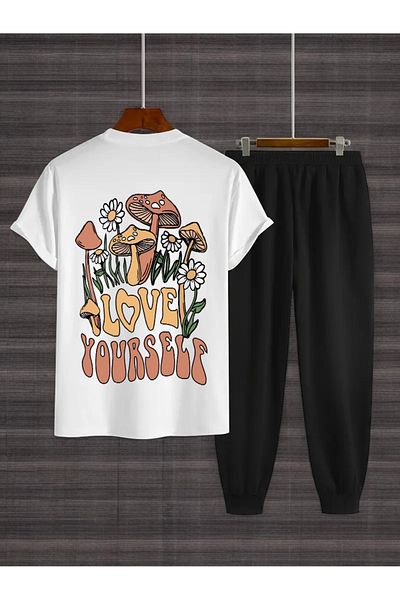 uyguntarz Set de trening unisex Love Yourself imprimat din 2 piese