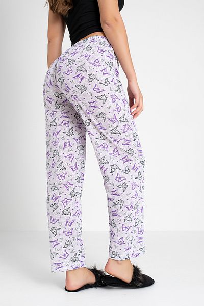 DONEX Cotton Thin Breathable Fabric Ribbon Waist Detail Printed Women's Sleepwear Bottoms Without Pockets