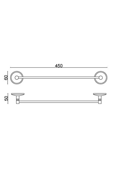 Kılınç Cam Bella 40 cm Brass Material - Steel Bathroom Towel Holder (10 Years Warranty)